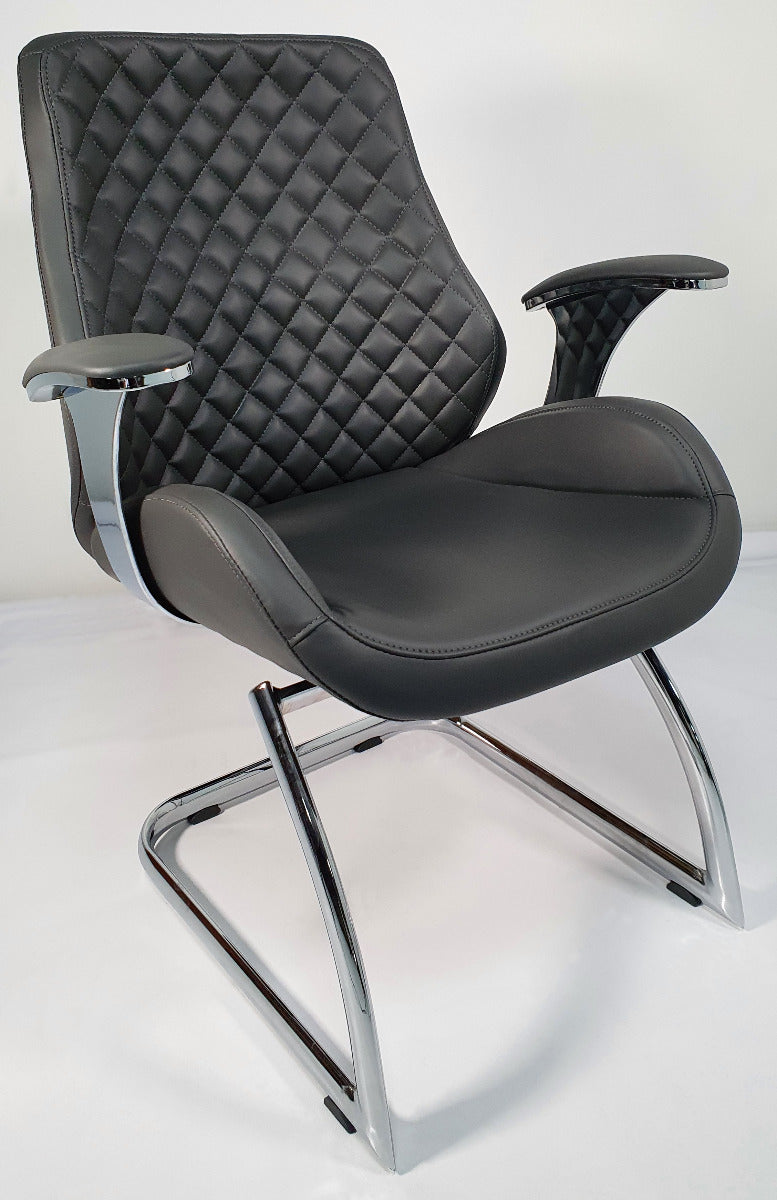 Grey Leather Executive Visitors Chair - J1107C